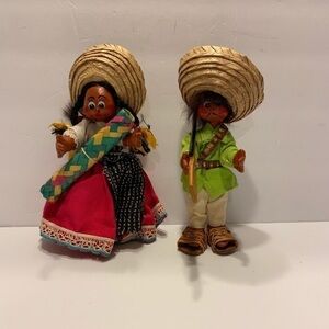 Vintage Mexican Handmade Painted Folk Art Dolls Paper Mache Figurines Lo…